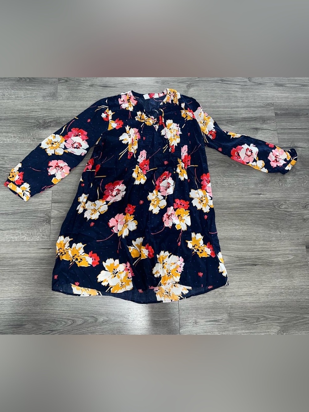 Old Navy Women’s Navy Floral Long-Sleeve Dress with Multicolor Flowers - Size M